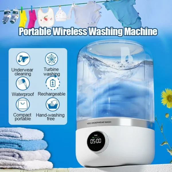 Mini machine à laver portable sans fil – Parfaite pour la maison et les voyages – Image 3