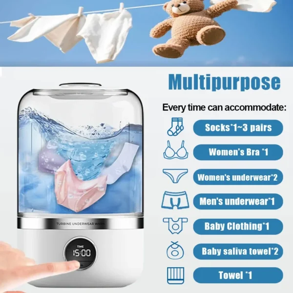 Mini machine à laver portable sans fil – Parfaite pour la maison et les voyages – Image 4